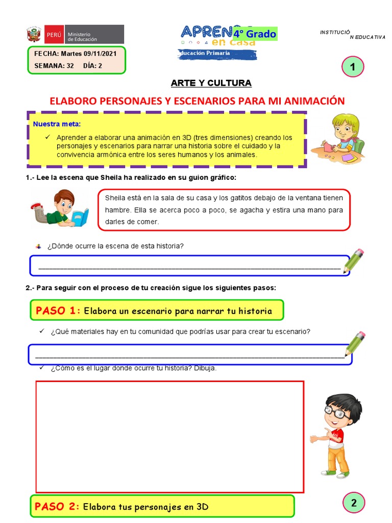 Día 2 - Arte y Cultura 4to Grado | PDF | Animación | Gráficos de ...