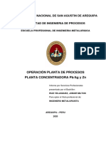 Operacion Planta de Procesos Planta Pb-Ag y Zn - Unsa - 2020