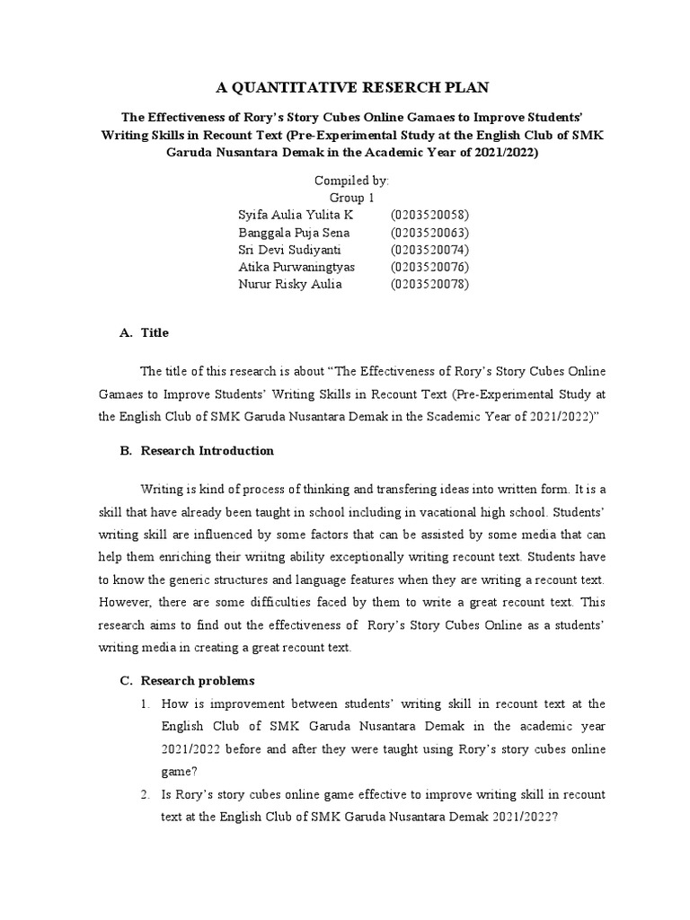 Research Plan in Quantitative | PDF | Student's T Test | Science