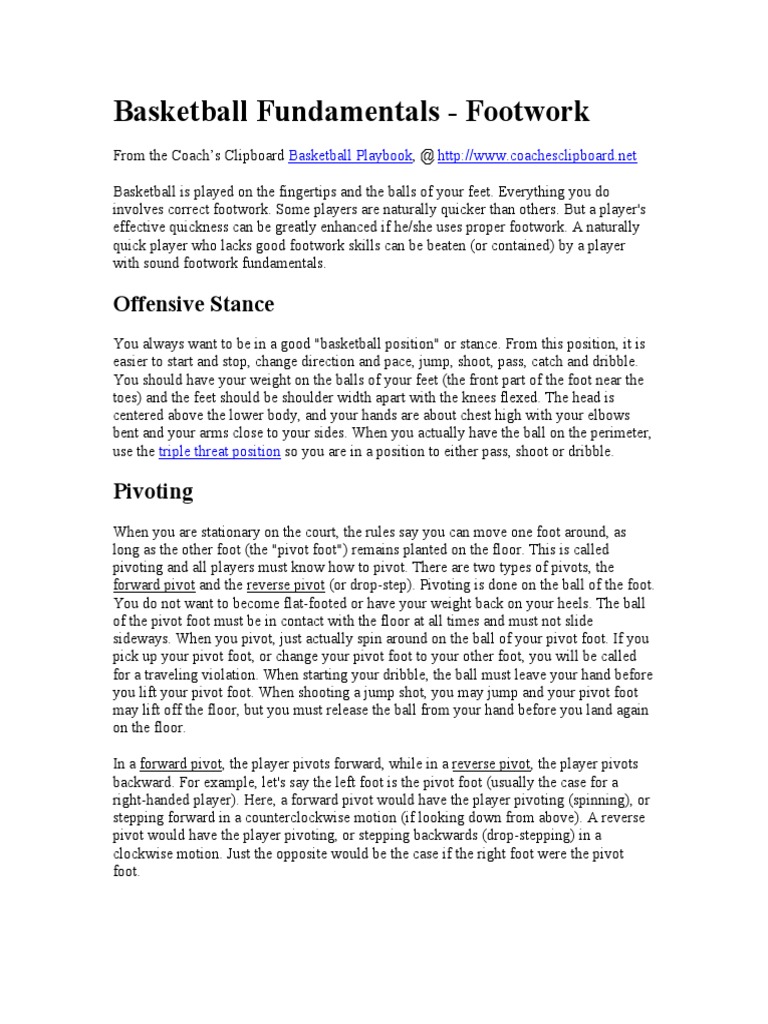 Basketball Fundamentals Footwork PDF Sports Rules And Regulations