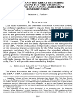 The NBA and The Great Recession: Implications For The Upcoming Collective Bargaining Agreement Renegotiation