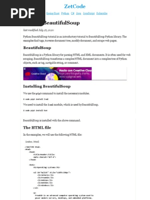 Python BeautifulSoup - Parse HTML, XML Documents in Python