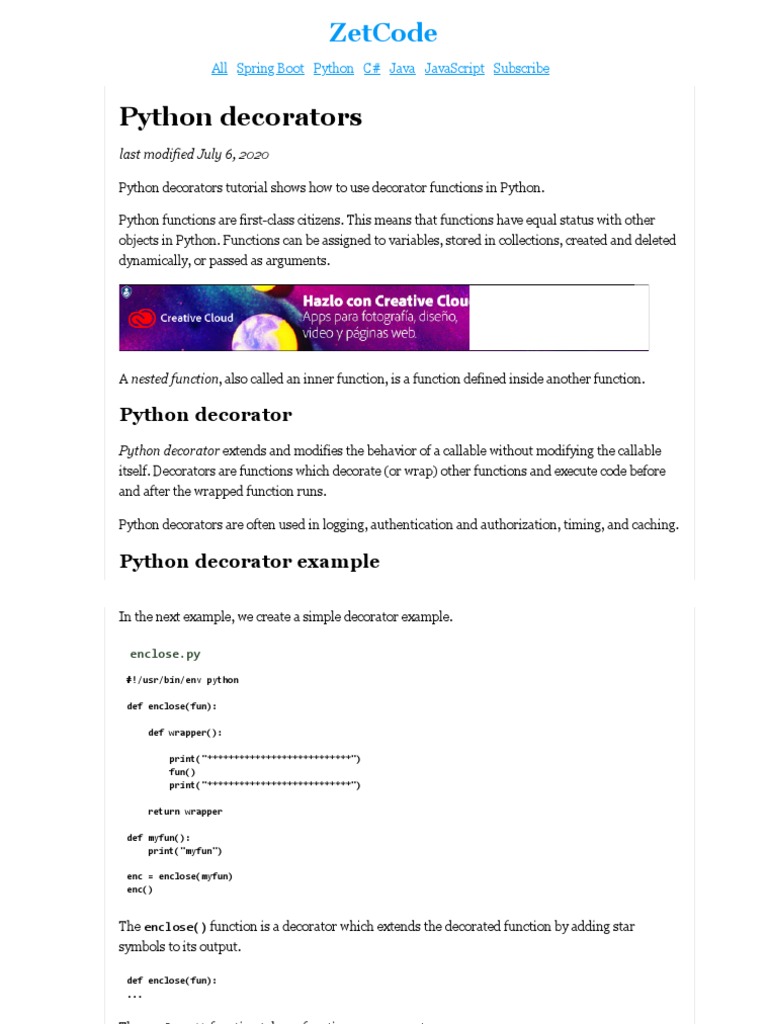 Python Decorators - Using Decorator Functions in Python | PDF ...