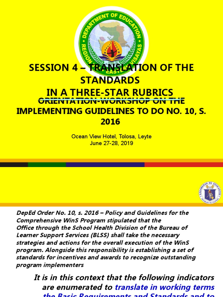 WinS Program Standards and Rubrics Guide | PDF | Hand Washing | Sanitation