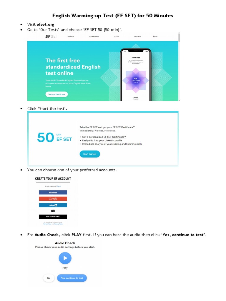 EF SET 50-Minute Test Guide | PDF | Career & Growth | Computers