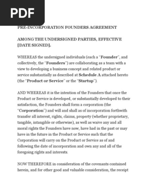 PRE Perjanjian Founders’ Agreement