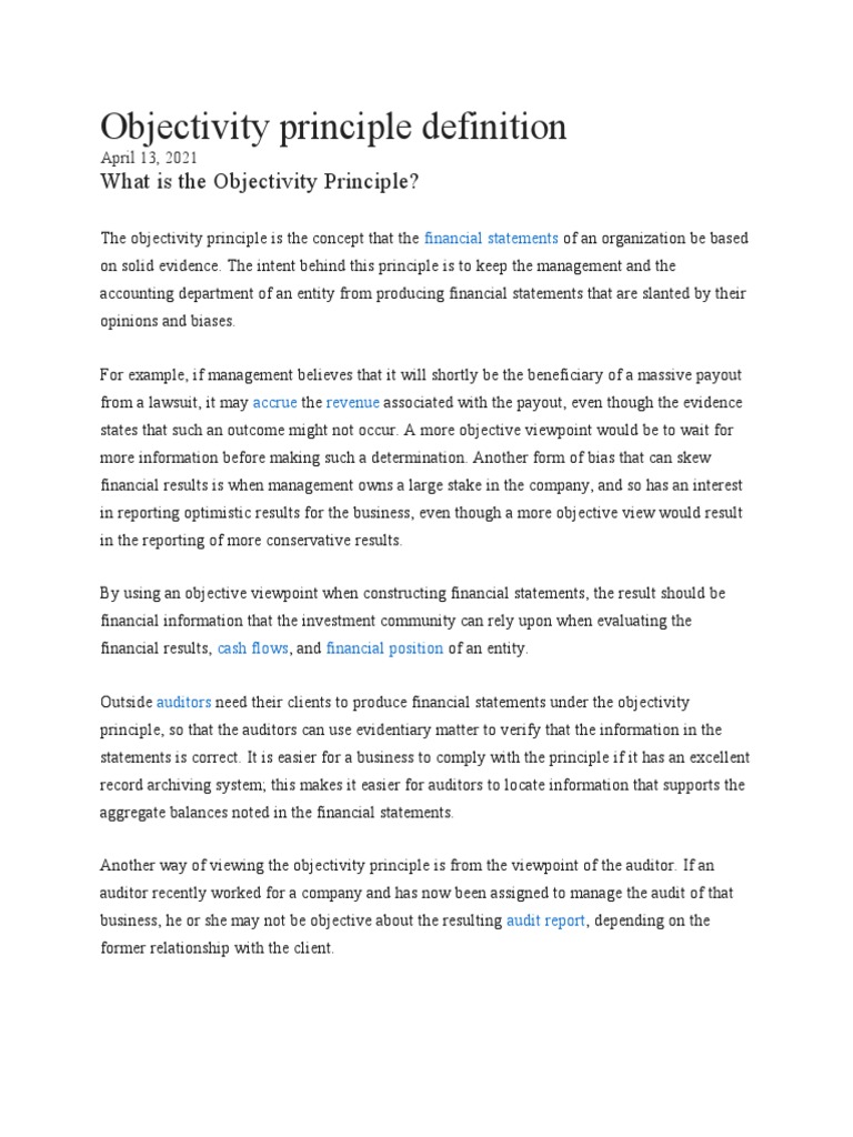 Objectivity Principle Definition PDF