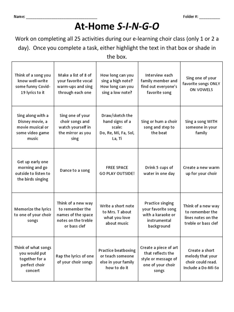S I N G O Card PDF Clef Singing