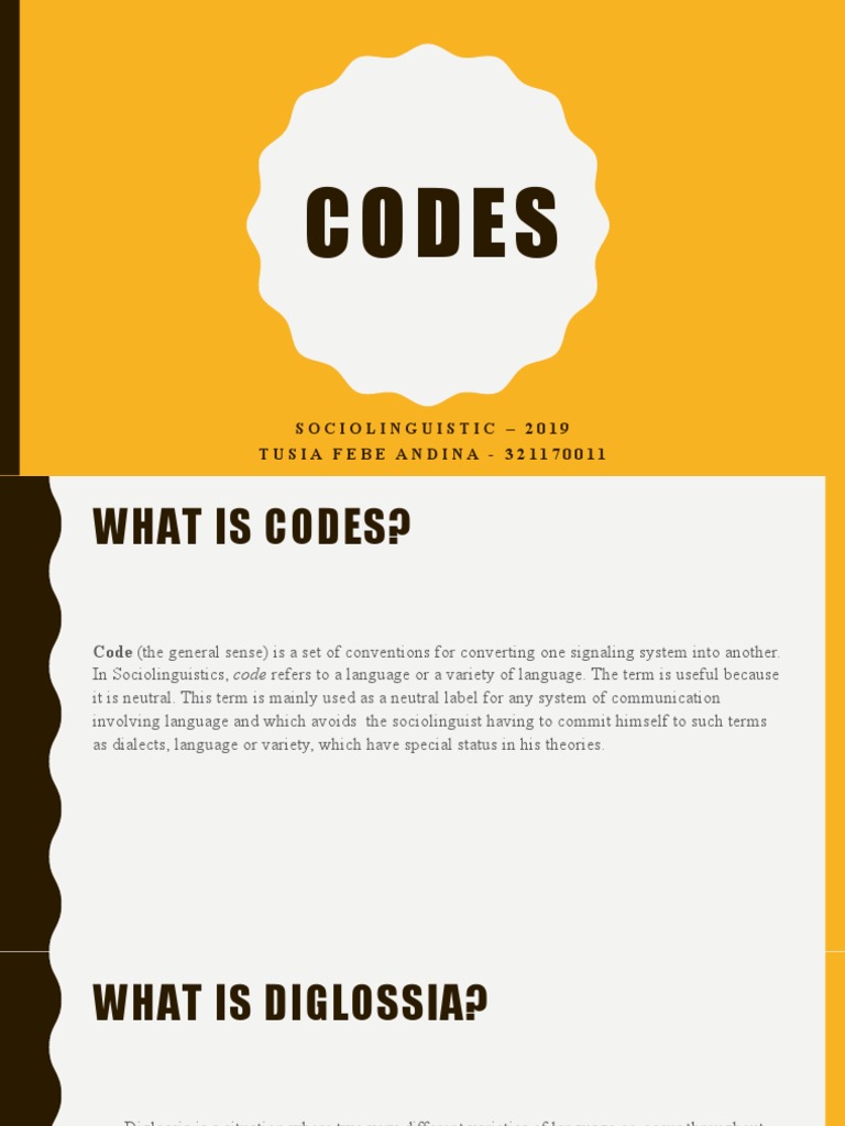 Understanding Codes, Diglossia, Bilingualism and Code-Switching vs ...