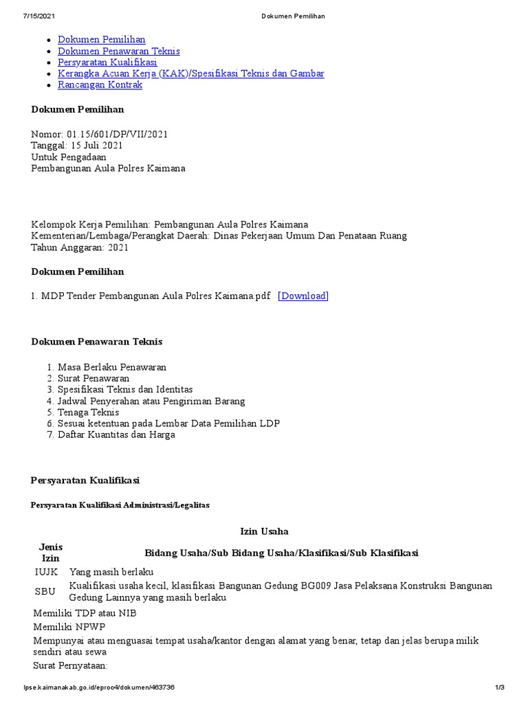 Dokumen Pemilihan Pdf