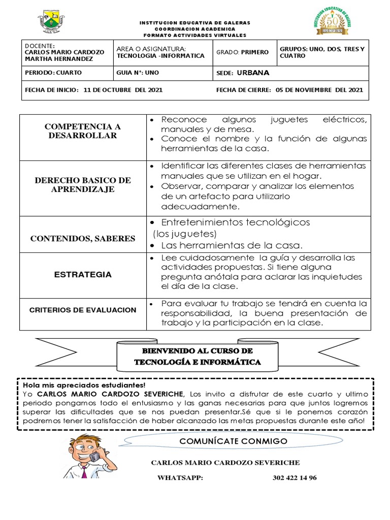 7 - Guia de Tecnologia e Informatica - Cuarto Periodo (Inega 2) | PDF ...