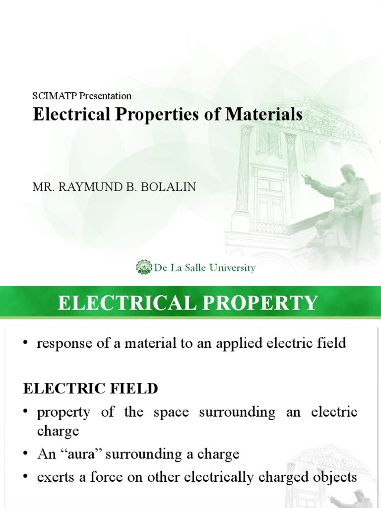 Electrical Properties of Materials Mr. Raymund B. Bolalin PDF