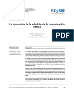 La Promoción de La Salud Desde La Comunicación Interna: Artículo Original