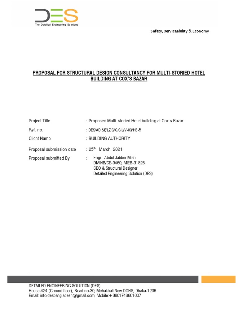 Structural Design Proposal for Hotel | PDF | Structural Analysis ...