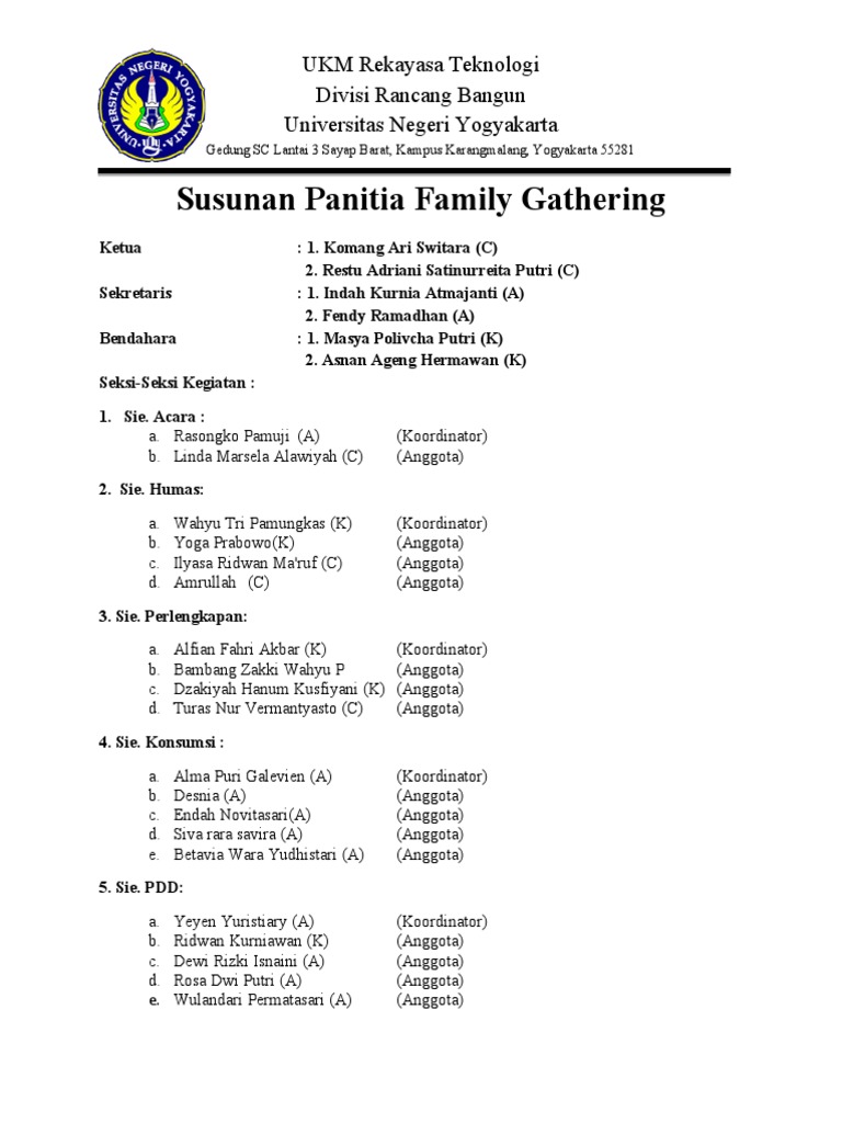 Contoh Sk Panitia Family Gathering Ideas For Writing IMAGESEE