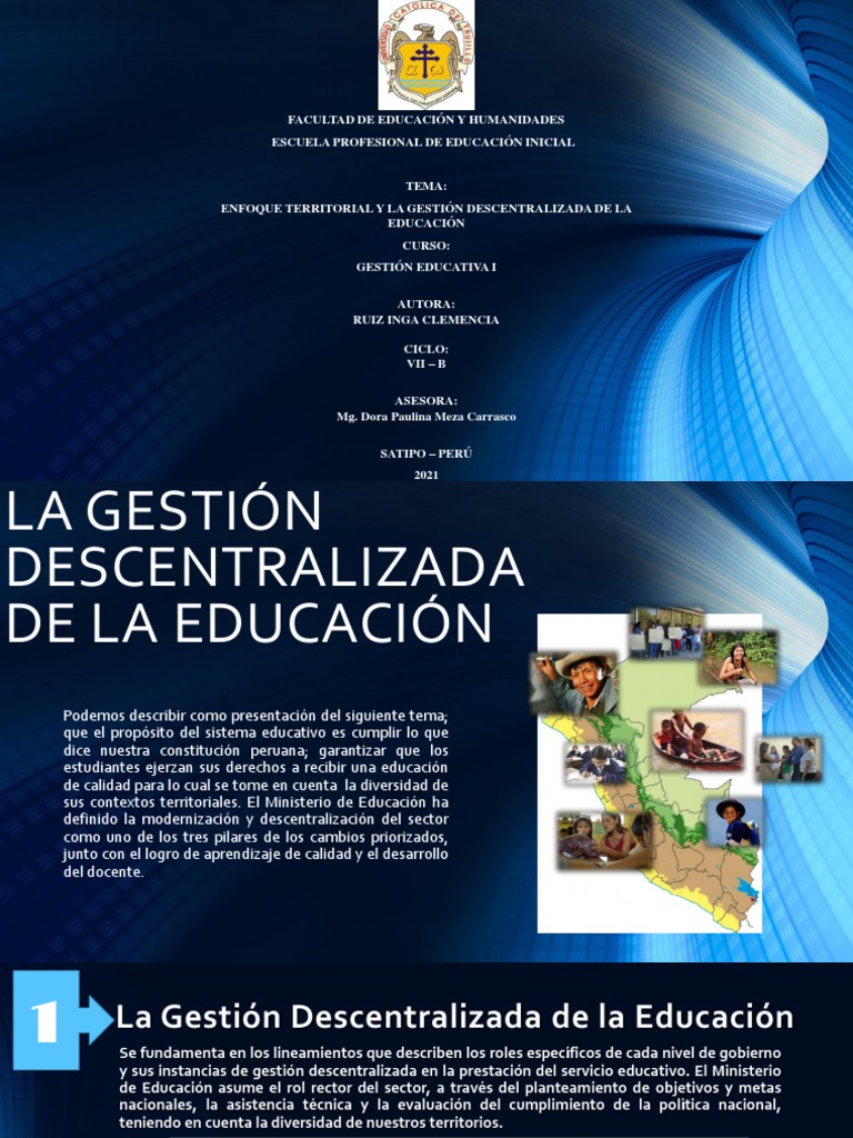 Enfoque Territorial y La Gestión Descentralizada de La Educación | PDF ...