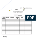 Teachers' Monitoring Sheet: Fort Bonifacio High School