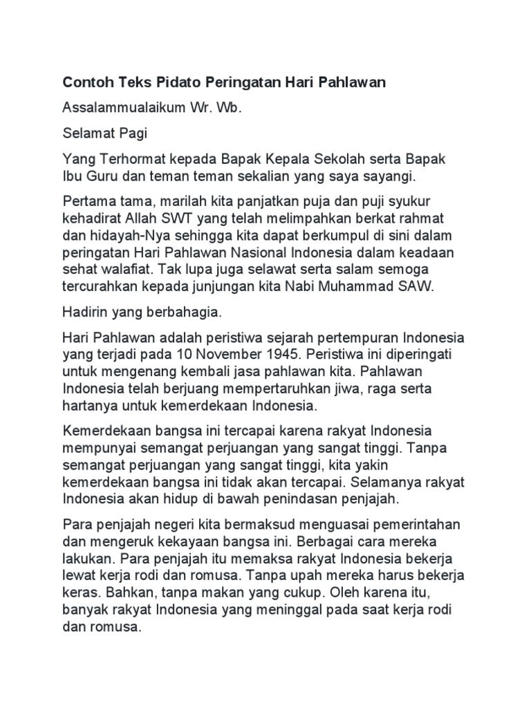 Contoh Pidato Hari Pahlawan | PDF