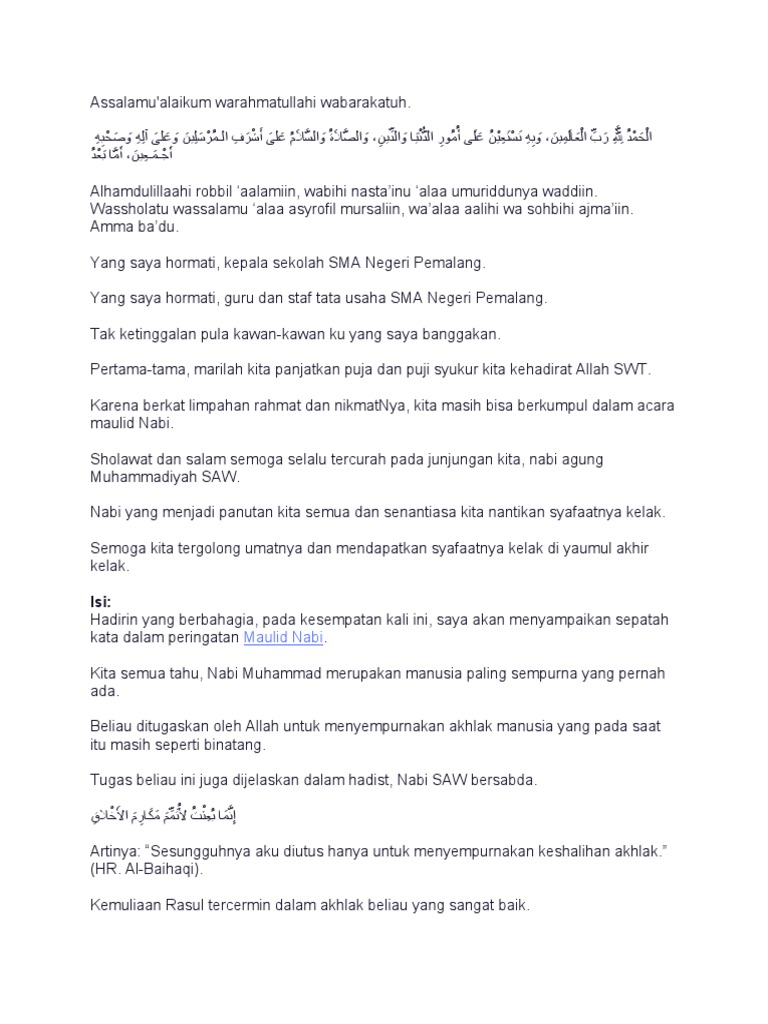 Contoh Naskah Pidato Maulid Nabi 2025 dengan Berbagai Tema