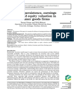 Earnings Persistence, Earnings Power, and Equity Valuation in Consumer Goods Firms