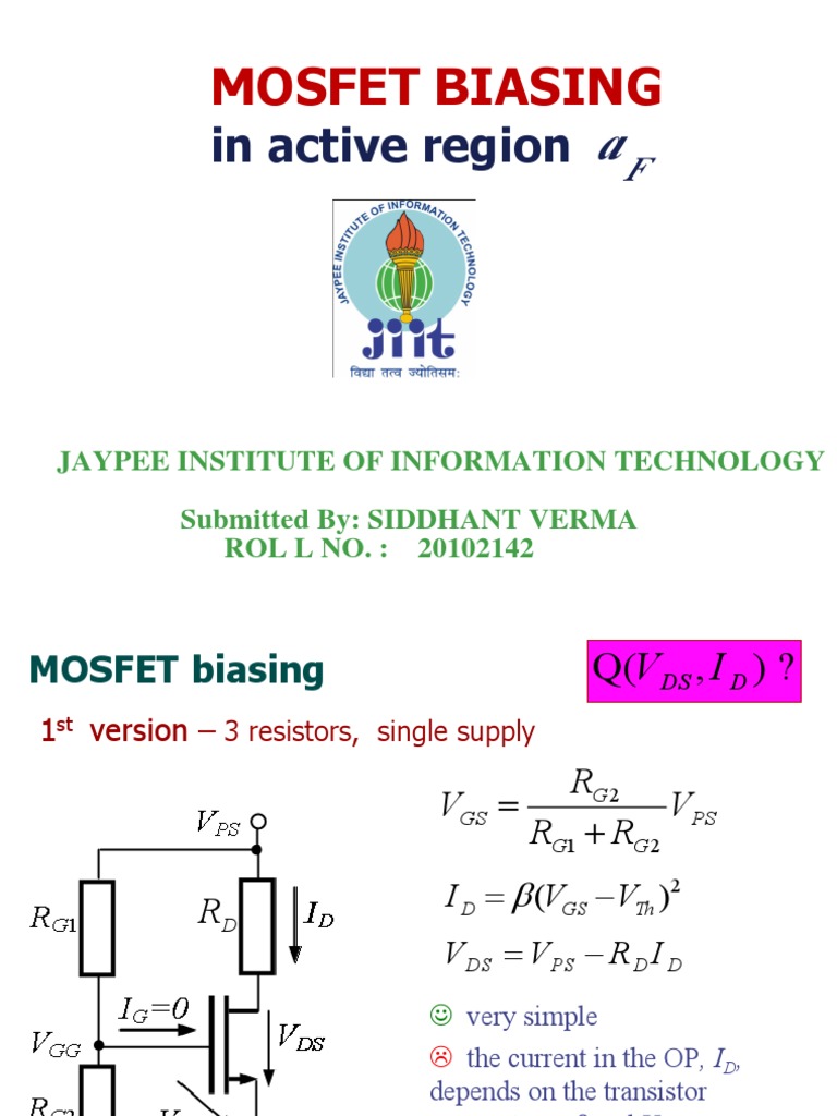 MOSFET Biasing Techniques PDF Transistor Electric Power
