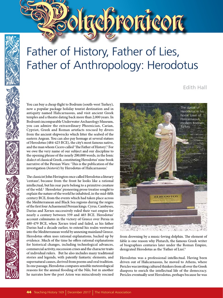 Father of History, Father of Lies, Father of Anthropology Herodotus PDF Herodotus