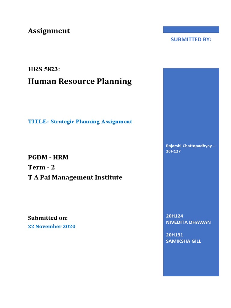 human resource planning assignment sample