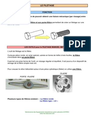 Cours Filetage & Taraudage, PDF, Vis de fixation