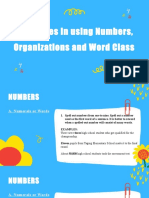 Numbers, Word Class, Organization