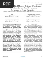 Influence of Whistleblowing Systems, Effectiveness of Intenal Audits and Good Government Governance On Fraud Prevention