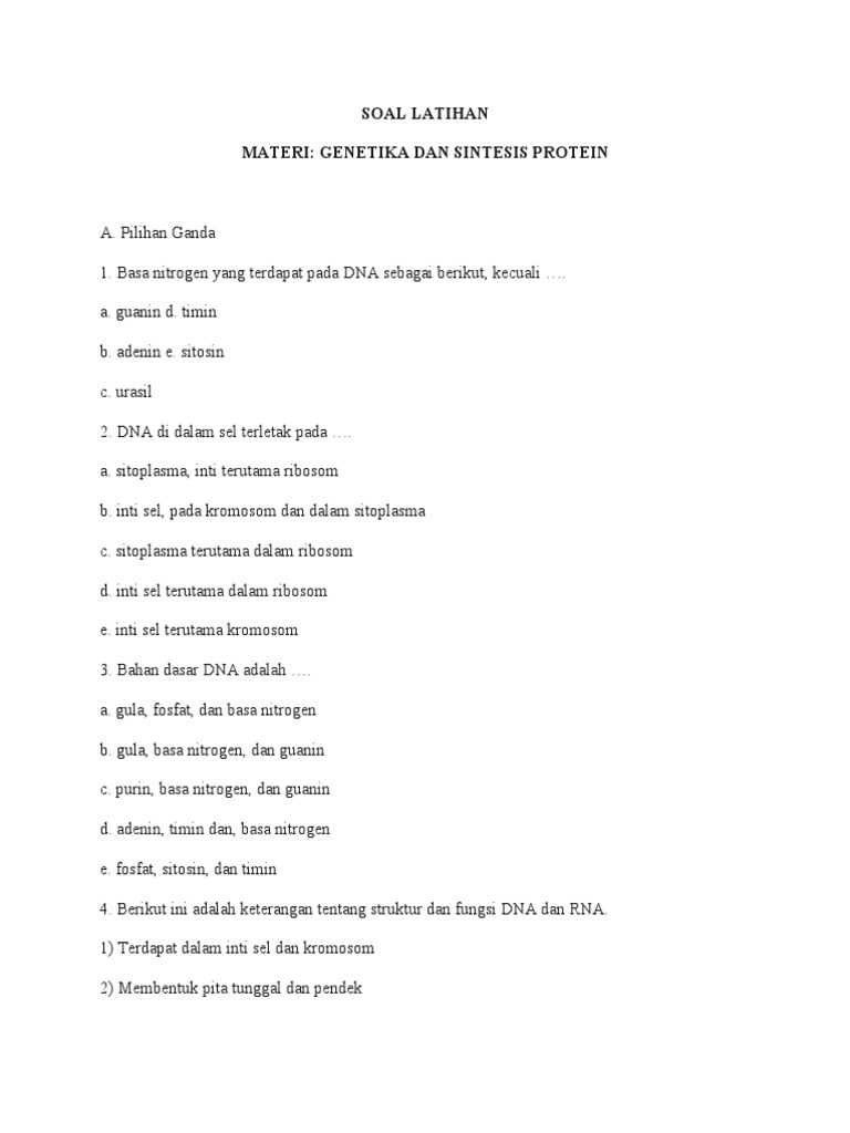 Soal Genetika dan Sintesis Protein | PDF