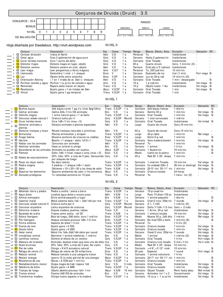 Druid Spells | PDF | Temblores | Relámpago