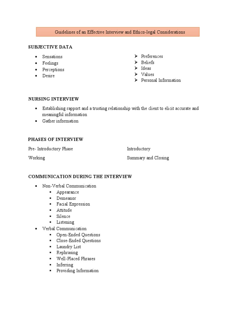 Guidelines of An Effective Interview and | PDF | Informed Consent | Privacy