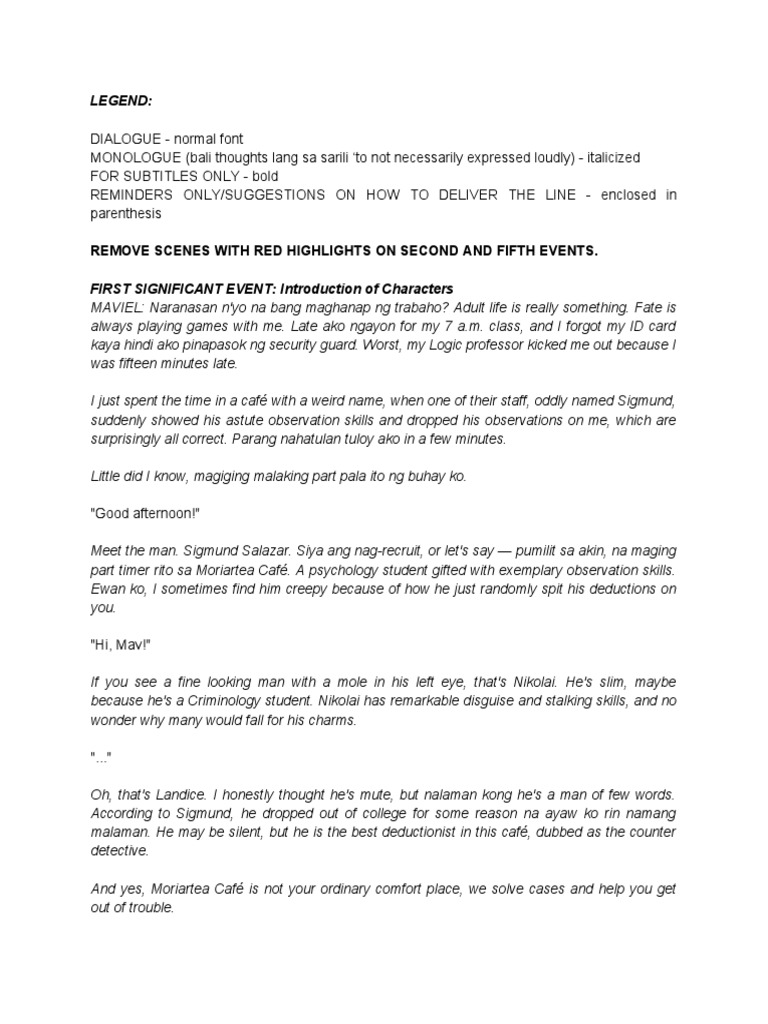 Moriartea Adaptation Script (Revised) | PDF