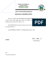Barangay Certification: Office of The Punong Barangay