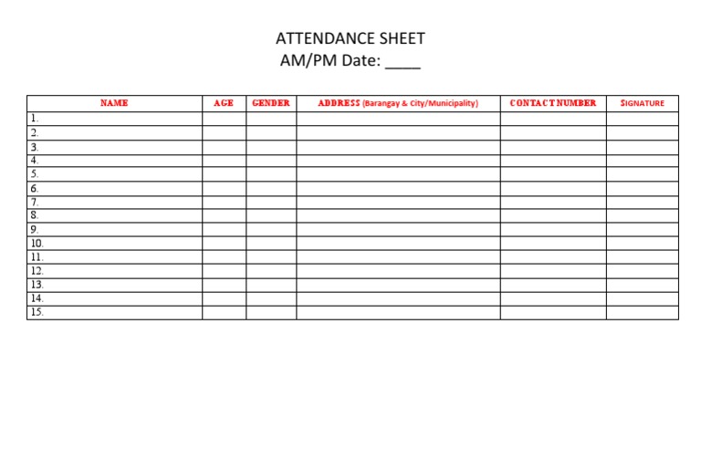 Contact Tracing Form for Attendance | PDF | Social Science