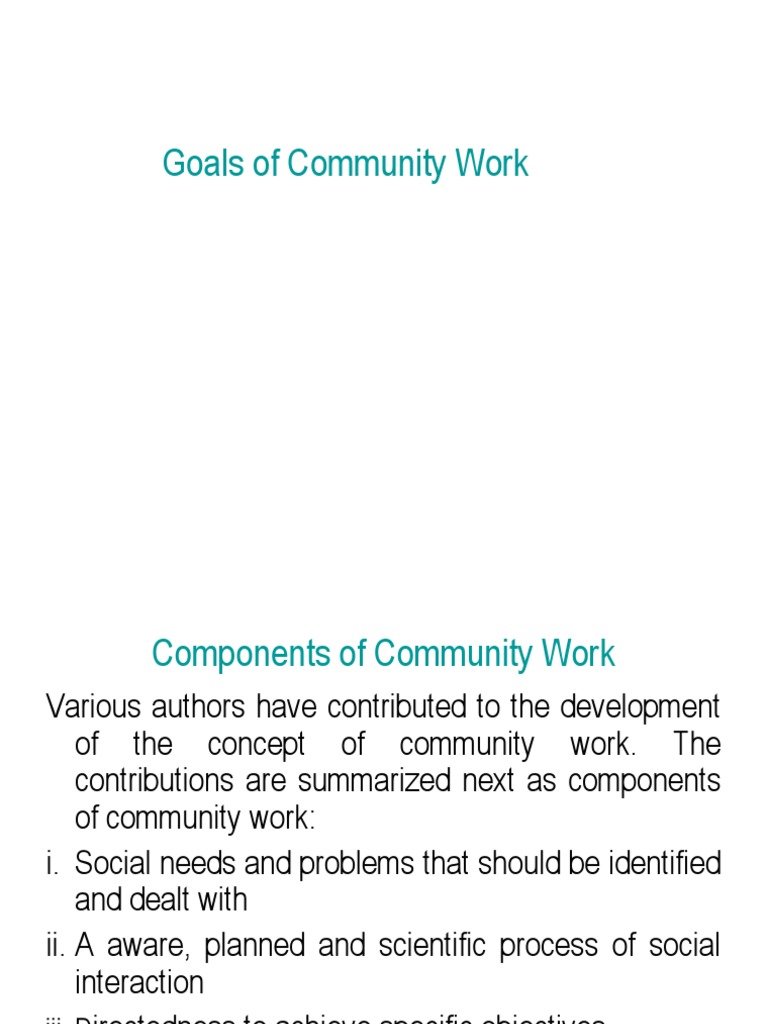 Community Work Goals and Objectives | PDF | Community | Resource