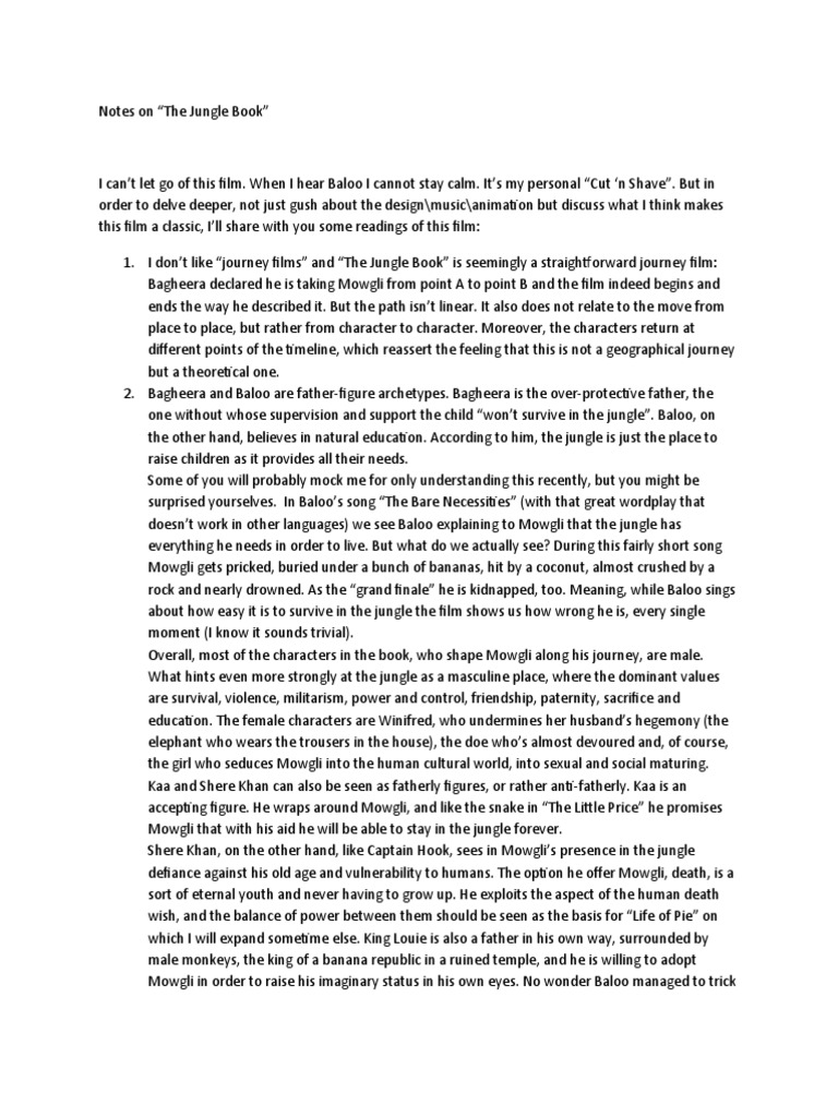 Notes On The Jungle Book | PDF | Baloo | Kaa