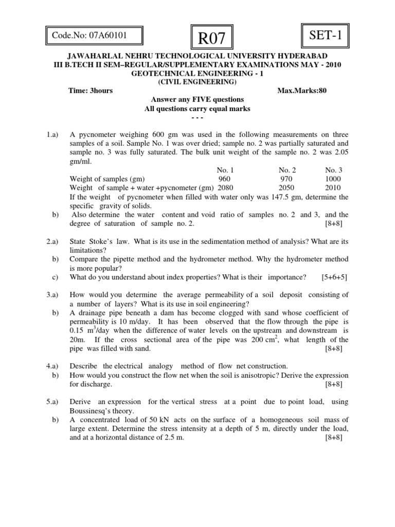 Geotechnical Engineering Exam Questions | PDF | Soil | Mechanics