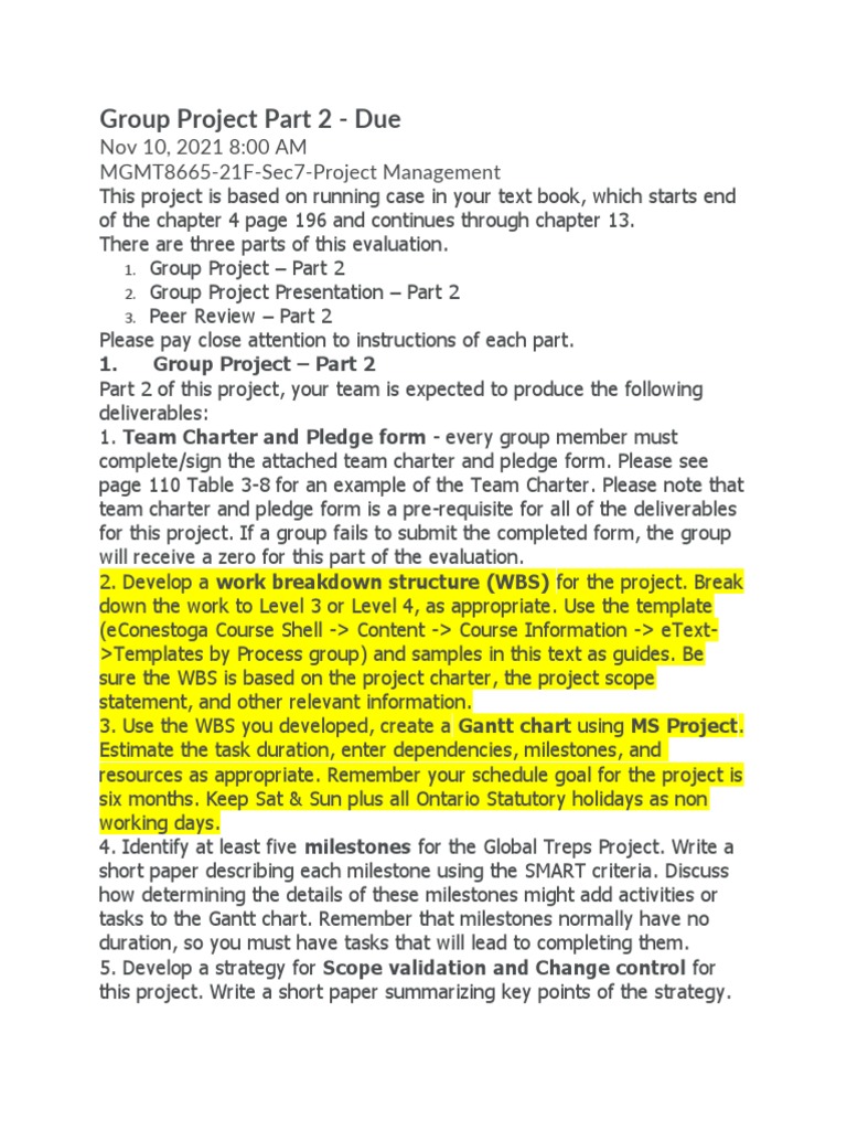 Group Project Part 2 Instructions | PDF | Project Management