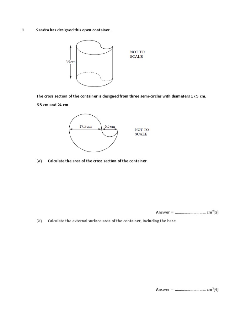 Container Volume and Surface Area Calculations | PDF