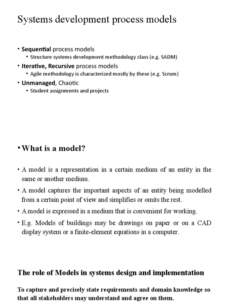 Lecture 2 Systems Development Process Models | PDF | System | Design