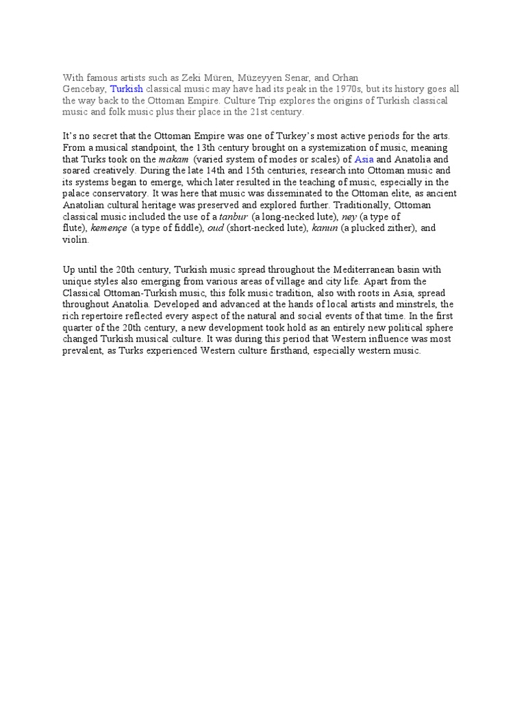 The Ottoman Music History in Brief PDF Ottoman Empire Performing Arts