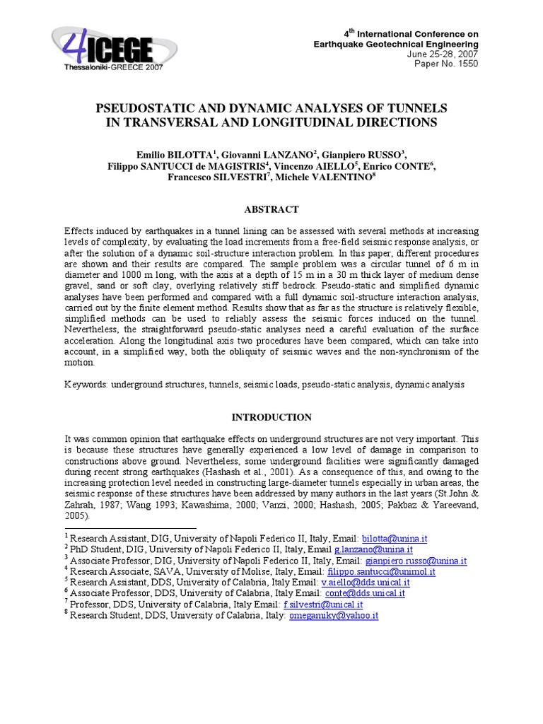 Seismic Analysis of Tunnel Structures | PDF | Stress (Mechanics ...