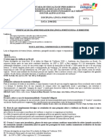 Avaliação de Língua Portuguesa - 3º Médio - 2ºbimestre - 25!06!2021