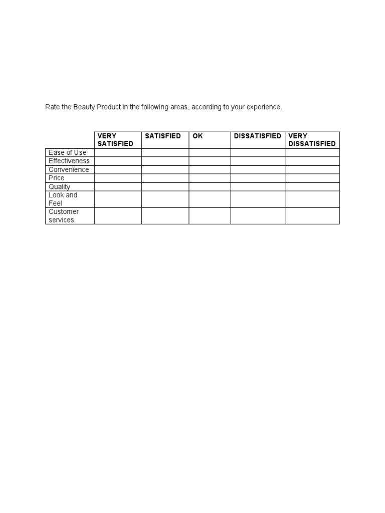 Beauty Product Rating Survey | PDF