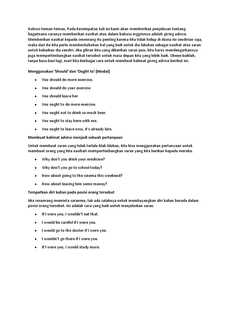 Giving Advice | PDF