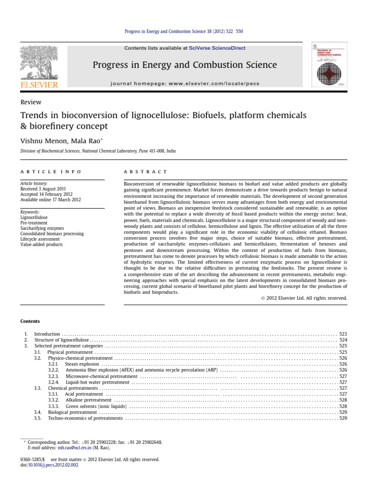 Lignocellulose Bioconversion Trends | PDF | Lignin | Biofuel