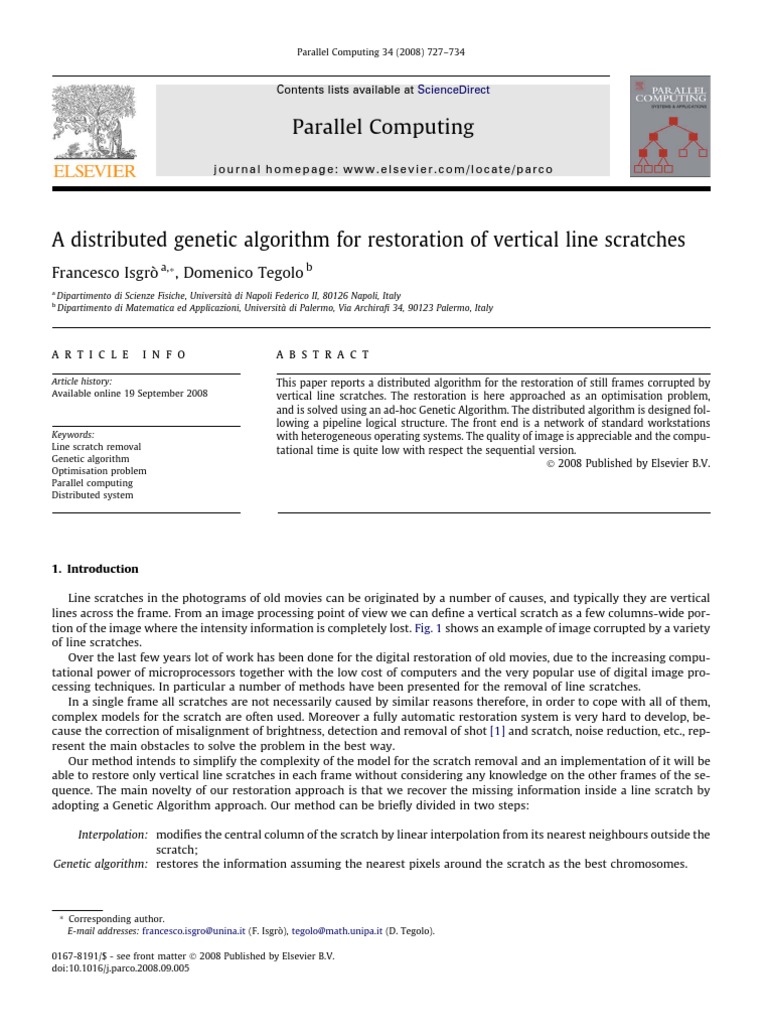 A Distributed Genetic Algorithm For Restoration of Vertical Line ...