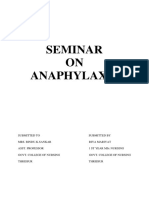 SEMINAR ON ANAPHYLAXIS